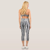 Leggings Capri Yoga Capri Grilles verticales en noir et blanc (Verso)