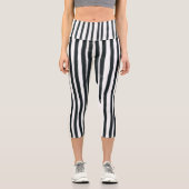 Leggings Capri Yoga Capri Grilles verticales en noir et blanc (Recto)