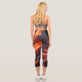 Leggings Capri Yoga chaud Molten Lava Volcano Pants Orange et Noi (Verso)