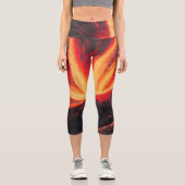 Leggings Capri Yoga chaud Molten Lava Volcano Pants Orange et Noi (Recto)
