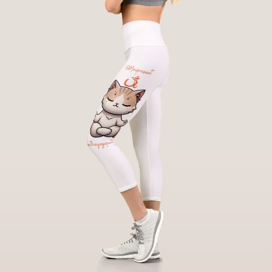 Leggings Capri Yoga de chat omniprésent (Gauche)