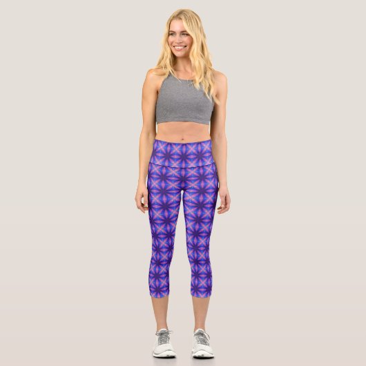 LEGGINGS CAPRI YOGA GÉOMÉTRIQUE PURPLE (Recto)