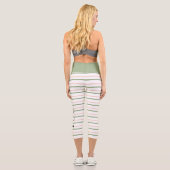 Leggings Capri Yoga Géométrique rose et vert rayures (Verso)