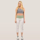 Leggings Capri Yoga Géométrique rose et vert rayures (Recto)