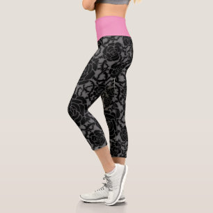 Leggings Capri Yoga Noir Et Rose Zazzle_Growshop.