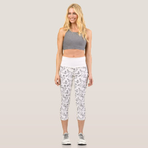 Leggings Capri Yoga pose le motif noir et blanc