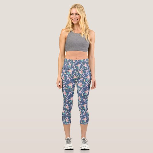 Leggings Capri ZAZZLE Sirène mère fille coller océan foncé (Recto)