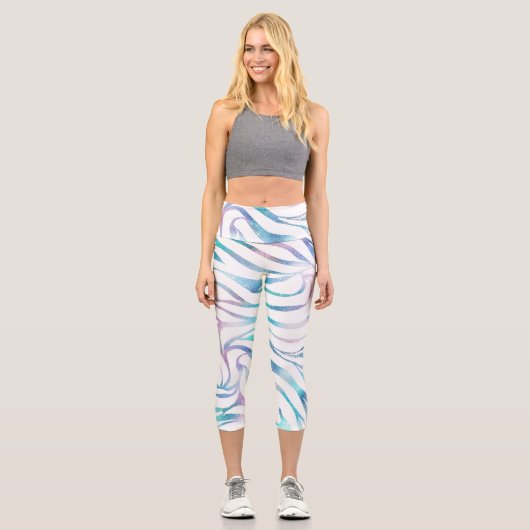 Leggings Capri Zebra moderne Imprimer Glam Bleu Violet Parties sc (Recto)