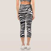 Leggings Capri Zebra Print, Zebra Stripes, Noir Et Blanc (Verso)