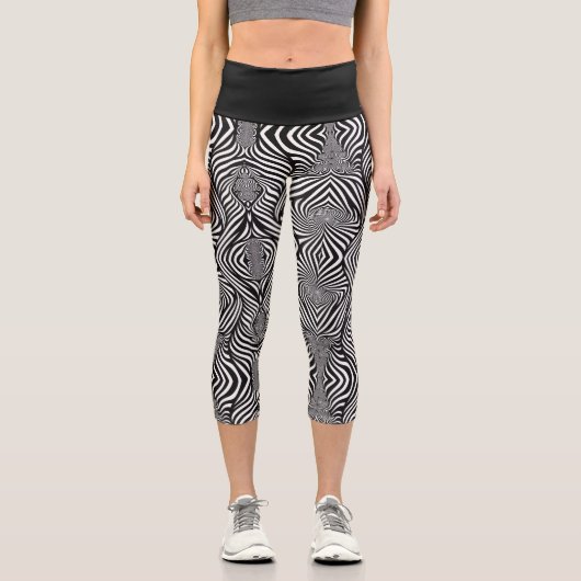 Leggings Capri Zèbre Abstrait B & N (Recto)