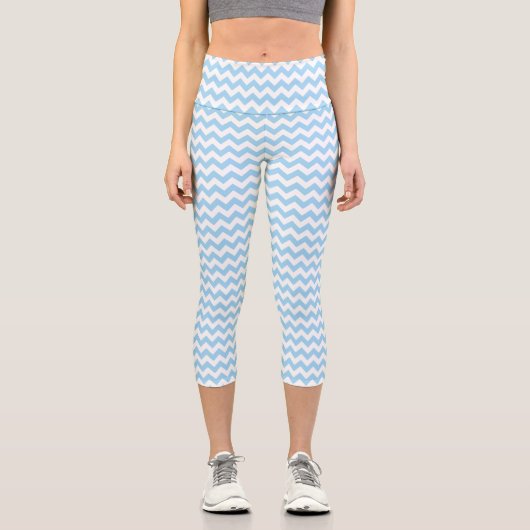 Leggings Capri Zigzag bleu, Chevron bleu, Motif géométrique (Recto)