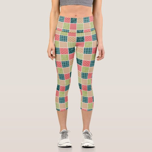 Leggings Capri Zigzag, Chevron, En vichy, Pois, Patchwork (Recto)