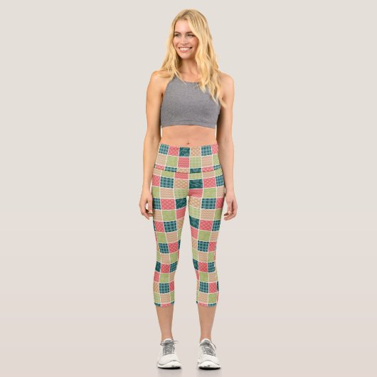 Leggings Capri Zigzag, Chevron, En vichy, Pois, Patchwork (Recto)