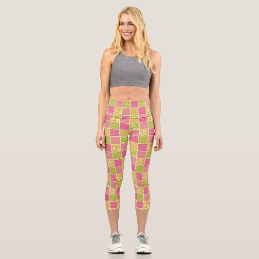 Leggings Capri Zigzag, Chevron, Pois, En vichy, Patchwork (Recto)