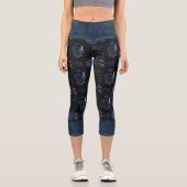 Leggings Capri Zodiaque magic | Dark Navy Blue Gothic Skull (Recto)
