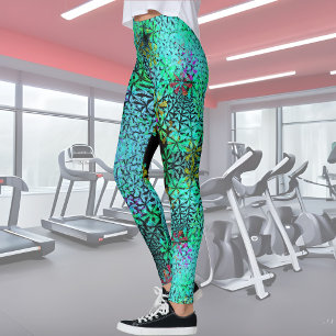 Leggings Capteur d'yeux ! Fleurs fractales aux couleurs coo
