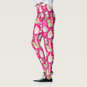 Leggings Caractères de dessin mignon motif B rose BG (Gauche)