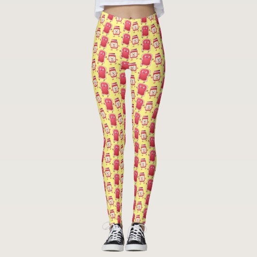 Leggings Caractères de dessins animés sur le pain et la con (Devant)