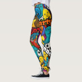Leggings Caractères graffitis colorés Motif (Gauche)