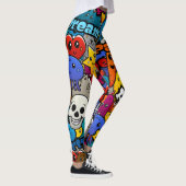 Leggings Caractères graffitis colorés Motif (Droite)