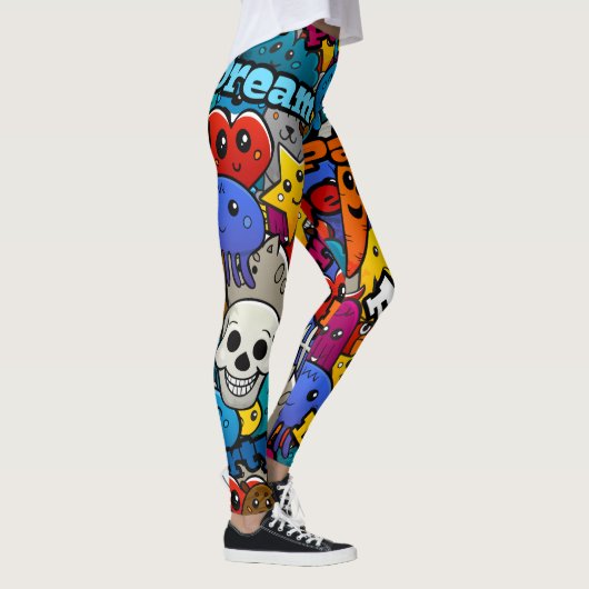 Leggings Caractères graffitis colorés Motif (Droite)