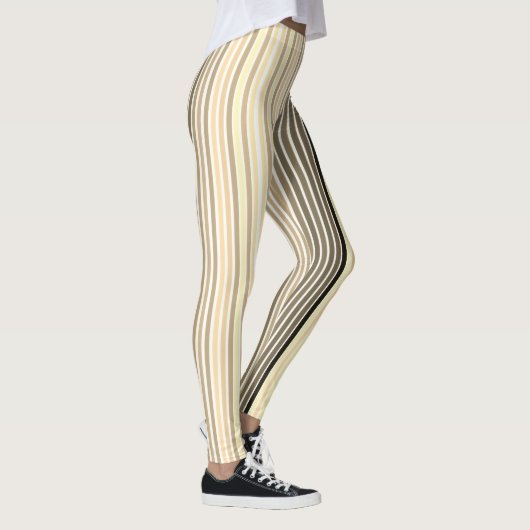Leggings Caramel Brown Avec Bande Noire Et Blanche (Droite)