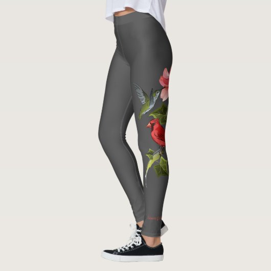 Leggings Cardinal et Colibri rose Lily Personnalisé (Gauche)