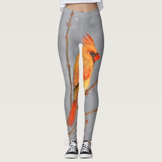 Leggings Cardinal sur la peinture de branche - Art original (Devant)