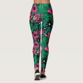 Leggings Caricature abstraite sans couture joli fleurs vert (Dos)