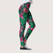 Leggings Caricature abstraite sans couture joli fleurs vert (Droite)