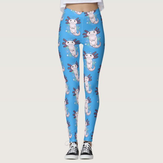 Leggings Caricature axolotl rose adorable (Devant)