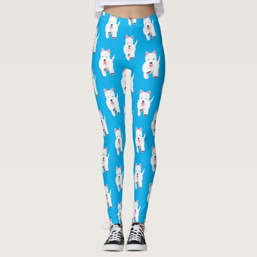 Leggings Caricature blanche de terrier de l'ouest (Devant)