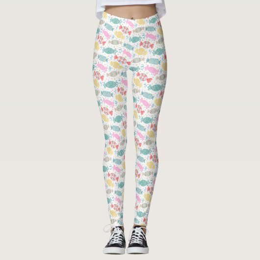 Leggings Caricature bonbons festifs multicolores (Devant)