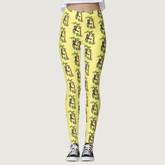 Leggings Caricature de bébé gorille joyeux (Devant)
