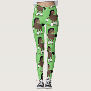 Leggings Caricature de cheval de trait de Cute Clydesdale
