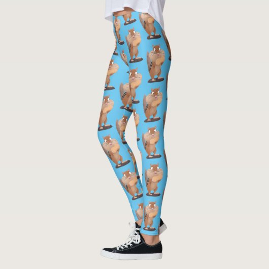 Leggings Caricature de chipmunk à grosses joues mignonnes (Gauche)