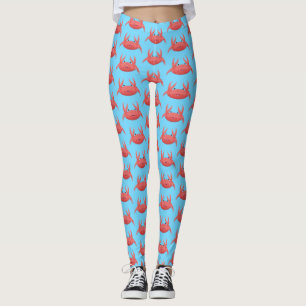 Leggings Caricature de crabe rouge cuite