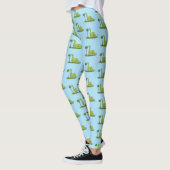 Leggings Caricature de dinosaure de brontosaurus vert migno (Gauche)