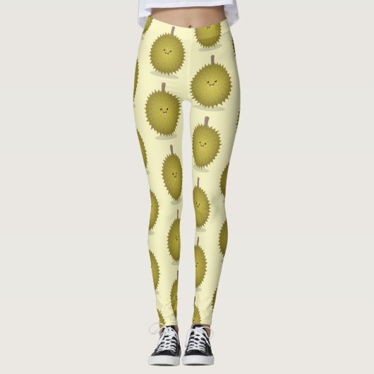 Leggings Caricature de durian joyeux (Devant)