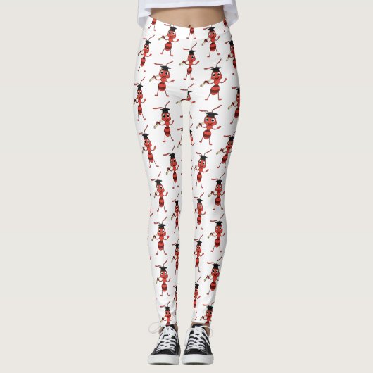 Leggings Caricature de fourmi rouge joyeux (Devant)
