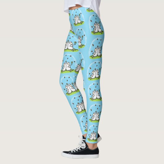 Leggings Caricature de moutons mignons amis et papillons (Gauche)