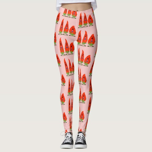 Leggings Caricature de piments chantants mignons (Devant)