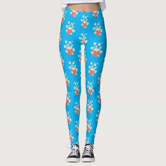 Leggings Caricature de pop-corn drôles (Devant)