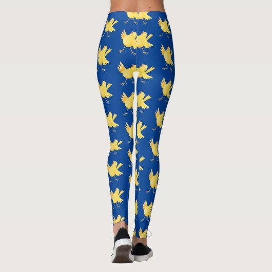 Leggings Caricature d'oiseau canari jaune chantant mignon (Dos)