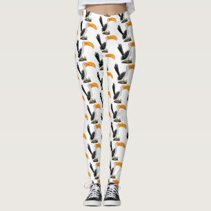 Leggings Caricature d'oiseau de safari de barbecue jaune am