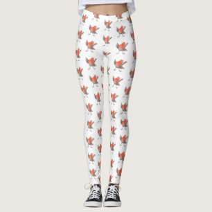Leggings Caricature d'oiseau rouge chantant mignon