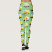 Leggings Caricature du bus scolaire jaune joyeux (Dos)
