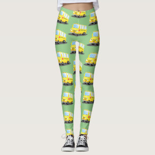 Leggings Caricature du bus scolaire jaune joyeux