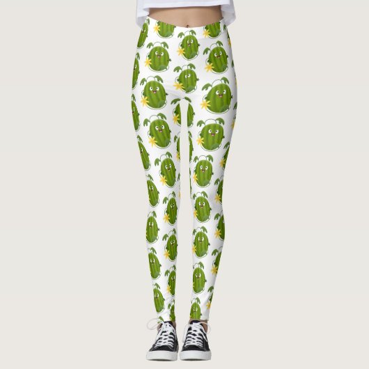 Leggings Caricature joli et souriant de pastèque (Devant)