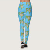 Leggings Caricature joyeuse de tortue de mer verte mignonne (Dos)
